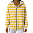 thumbnail image 4 of ZUKMRJPC Womens Zip Up Hoodies Long Sleeve Fall Fashion Striped Knitted Cotton Jackets Oversized Hooded Sweatshirts with Pockets, 4 of 7