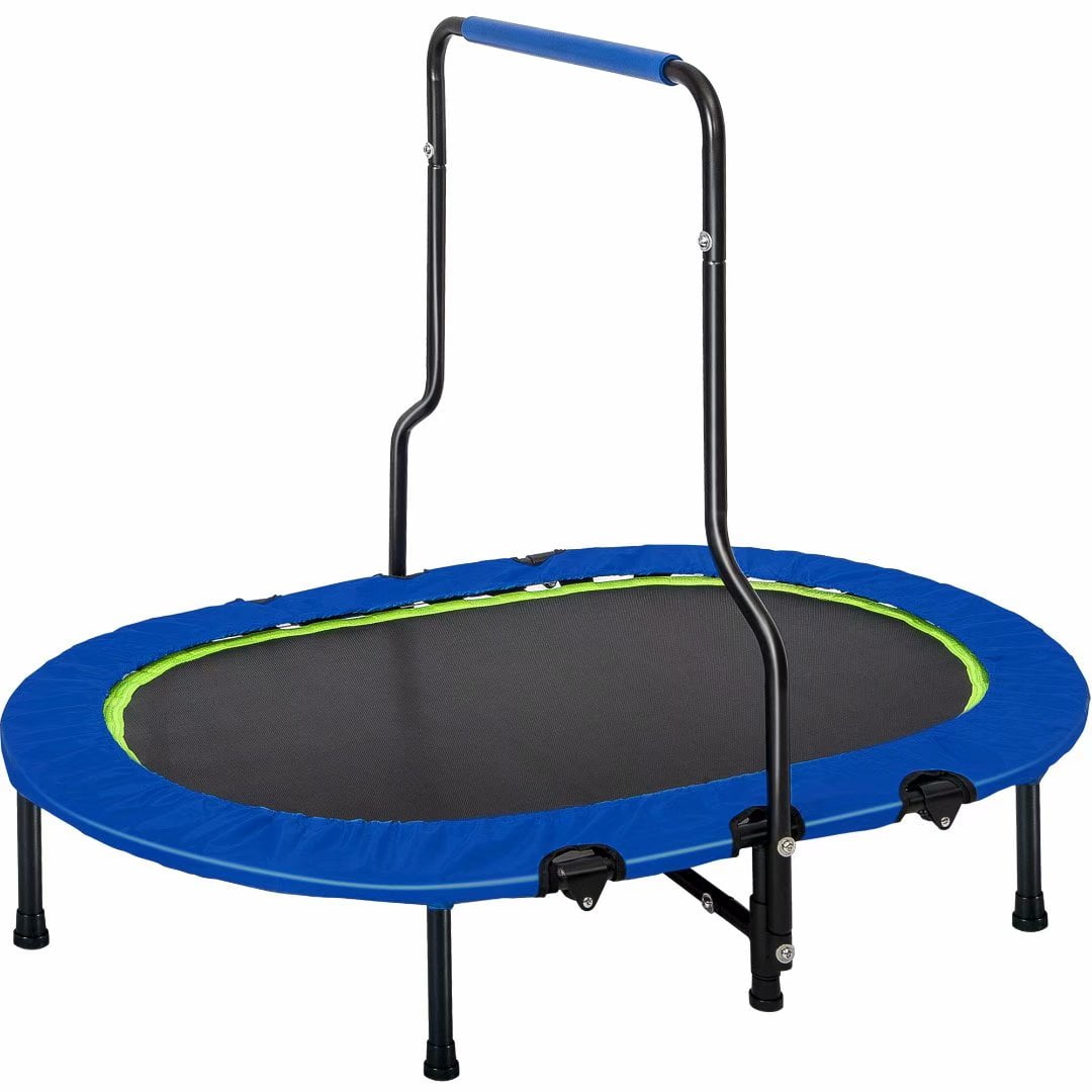 Mrs Parent Child Twin Trampoline With Handrail And Safety Cover Mini Kids Trampoline For Two Kids No Spring Band Rebounder Blue Cover Walmart Com Walmart Com