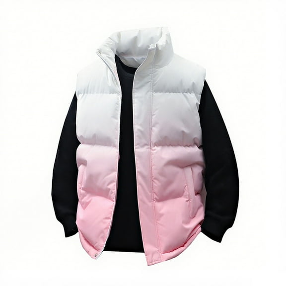 YueHuiYing Men Quilted Outerwear Winter Warm Puffy Sleeveless Tanks Vests Lightweight Casual Zipper Jacket