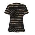thumbnail image 4 of Naloa American Flag with Desert Camouflage Print T-Shirts Short Sleeve V Neck Tees for Women Fashion Tops Trendy Lightweight Soft Casual Summer Outfits Clothes, 4 of 5