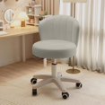 thumbnail image 2 of Small Desk Chair Round Rolling Chair with Back PU Leather Height Adjustable Swivel Vanity Work Computer Stool Chair for Home Office Bedroom, Set of 4, 2 of 6