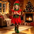 thumbnail image 6 of CUZIBR Baby Girl Christmas Elf Costume 4 PC Outfits Dresses And Socks Hat Shoes Set Long Sleeve Crew Neck Cozy Festival Wear,Red,3-4 Years, 6 of 6
