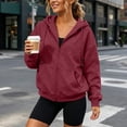 thumbnail image 2 of VBVC Women's Full Zip Up Hooded Sweatshirt , Casual Long Sleeve Coat For Women , Ladies' Loose Fit Athletic Hoodie with Pockets,Wine,S-2XL, 2 of 10