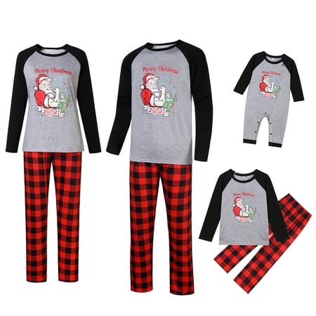 

Christmas Family Pajamas Set Christmas Red Plaid Elk Family Sleepwear Nightgown for All of Families