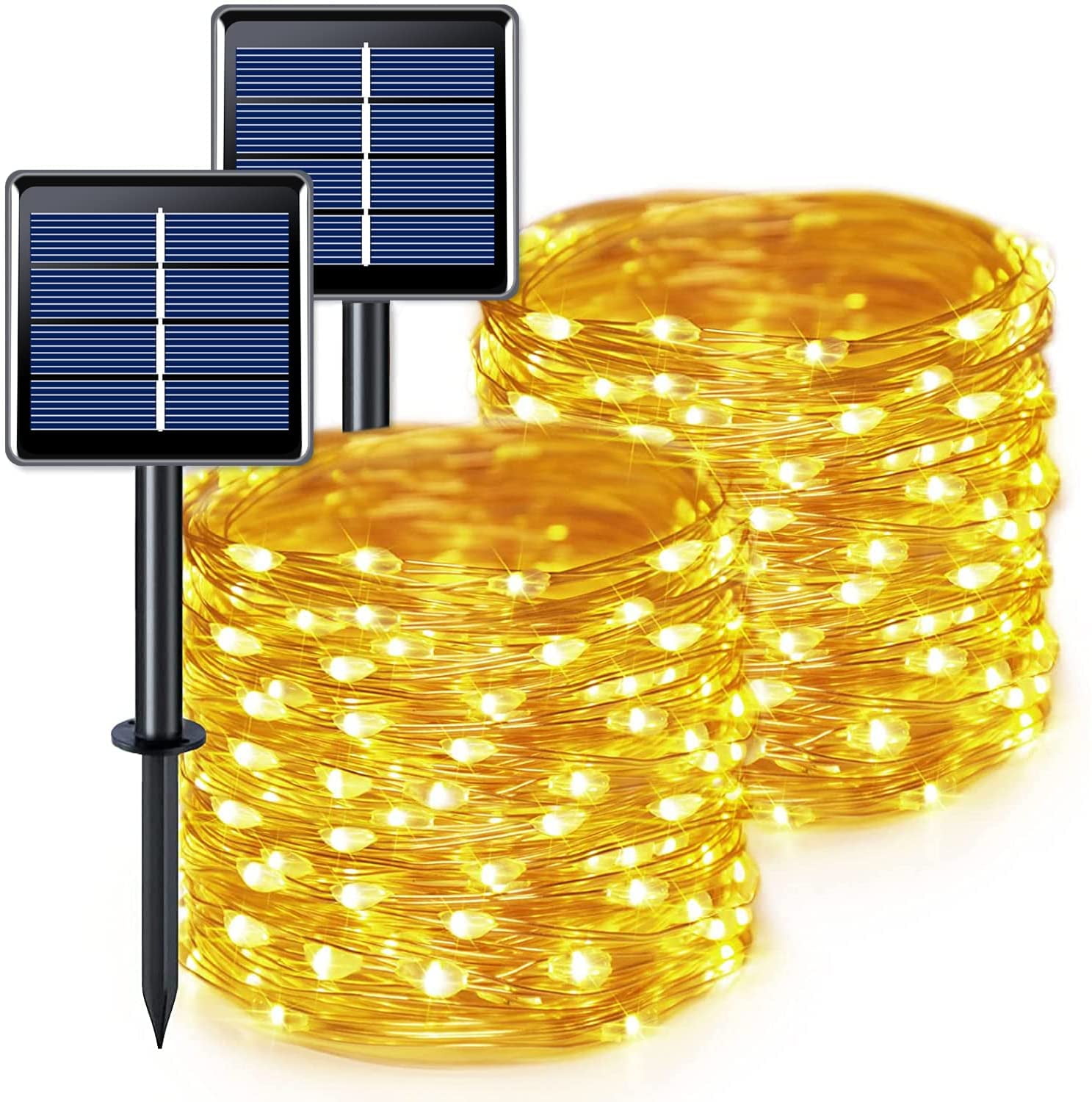 Morttic 2 Pack Solar Fairy Lights Outdoor , Each 66ft 200 LED Christmas