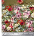 thumbnail image 3 of Soimoi Velvet Fabric Leaves & Rose Panel Print Fabric by The Yard 58 Inch Wide, 3 of 5