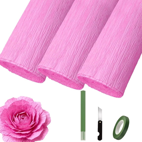 Crepe Paper Roll (9.8Inch x 8.2Ft/3Rolls), Heavy Papel Crepe Set Multi-Color, Crepe Paper for Birthday Wedding Party Decoration DIY Craft ()