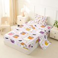 thumbnail image 2 of Manfei Halloween Kawaii Ghost Twin Sheets 3pcs, Festival Theme Bats Bedding, Lavender Purple White,1 Fitted Sheet, 1 Flat Sheet and 1 Pillowcase, 2 of 5