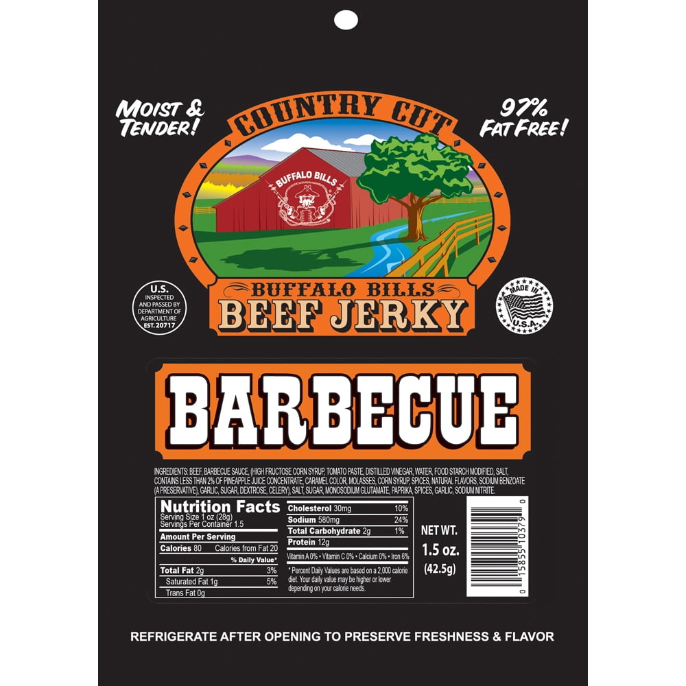 Buffalo Bills 1.5oz Barbecue Country Cut Beef Jerky – Ten 1.5oz Packs