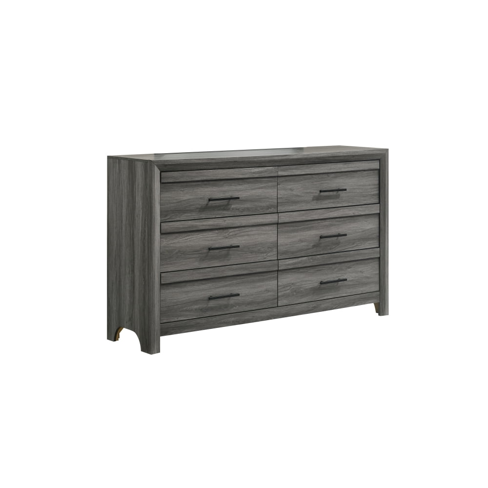 Modern 6-Drawer Dresser in Gray Finish Contemporary Storage Chest for Bedroom Organization Clean Line Design Dresser Only