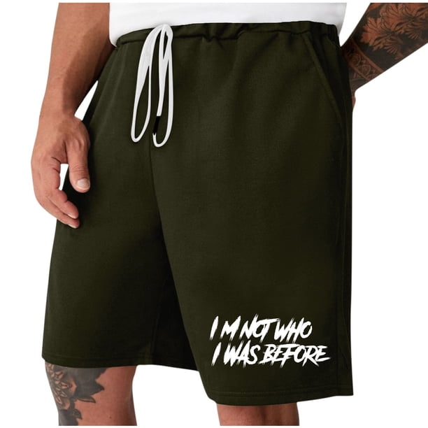 Mens Casual Shorts Lace-Up Elástico Cintura Bolsillo Ejercicio Fitness Hogar Pantalones de Media Longitud para Diario