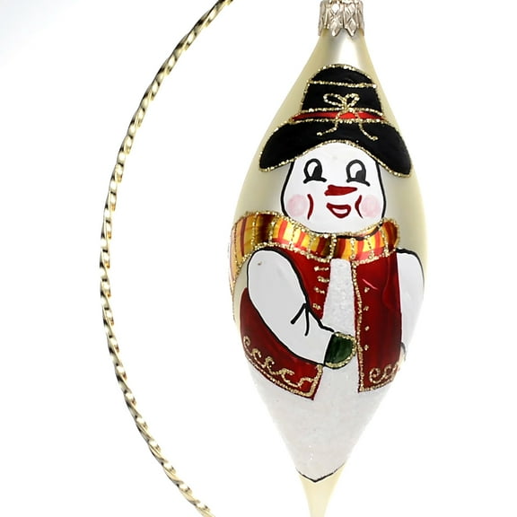 Glass Olive "Snowman" Christmas Ornament