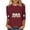 #355-Wine, variant on Warop Women's Casual Halloween Printed 3/4 Sleeve Tops Fashionable Tunic Round Neck Blouse Loose Fit Pullover T Shirts