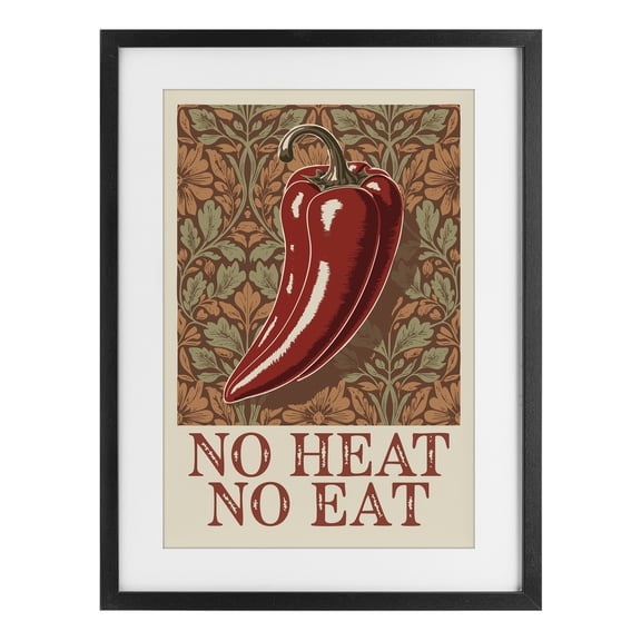 Stupell Industries No Heat or Eat Pepper Black Framed Print Under Glass, design by Andreas Magnusson