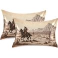 thumbnail image 2 of Western Desert Cowboy Satin Pillowcase for Hair and Skin Silk Pillowcase Soft Sleeping Pillow Covers Smooth Cooling Pillowcase with Envelope Closure Size Standard 20x40 in Home Decor Gifts, 2 of 7
