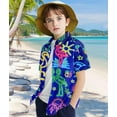 thumbnail image 3 of Aideaone Boy's Button Down Hawaiian Shirts Short Sleeve Cool Cartoon Print Tops for 7-14 Years, 3 of 7