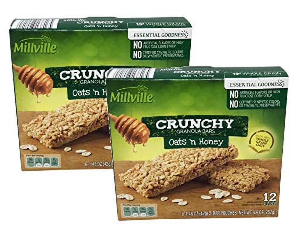 Millville Whole Grain Oats & Crunchy Granola Bars - 2 Boxes (24 Bars ...