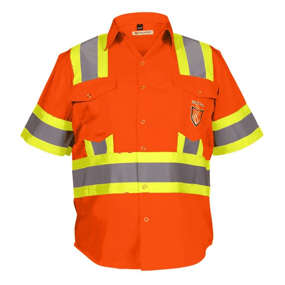 Premium Class 3 High Visibility Hi Vis Safety Shirt - Half Sleeve - 65%C35%N - 6 oz (2X-Large, Bright Orange)