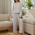 thumbnail image 2 of Women Two Piece Sets,Fall Clothes Set Agkizg Women's Solid Color Long Sleeve Cozy Loungewear Set 2 Piece Outfits with Casual Pants Womens Pant Sets, 2 of 5