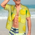 thumbnail image 5 of Picia Bright Lemons Gentle Cotton Regular Fit Short Sleeve Casual Hawaiian Shirt for Men-, 5 of 9