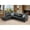 Black, variant on PonLiving Sectional Sofa, 3 Piece Living Room Faux Leather Couch with Storage Ottoman, Cup Holder, Left Facing Chaise, Black