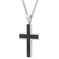 thumbnail image 2 of Believe by Brilliance Men's Stainless Steel Textured Cross Pendant Necklace, 2 of 4