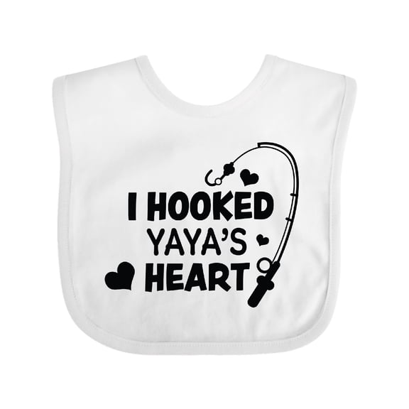 Inktastic I Hooked Yayas Heart with Fishing Rod Boys or Girls Baby Bib