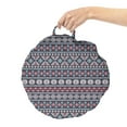 thumbnail image 2 of Mexican Print Round Floor Cushion with Handle, Classic Kingdom Inspired Motifs, Decorative Pillow for Living Room & Dorms, 18" Round, Eggplant Multicolor, by Ambesonne, 2 of 4