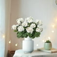 thumbnail image 4 of 9 Pcs 14'' Artificial Geranium Silk Flower Outdoor UV Resistant Garden Plants Bush Faux Flowers for Home Wedding Kitchen Table Centerpieces Decor (White), 4 of 7