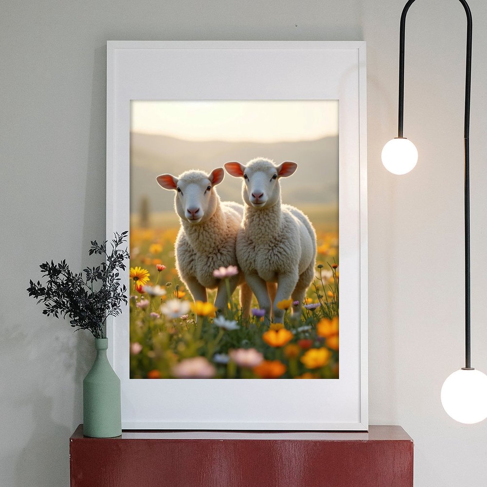 Diamond Art Kit for Adults, Sheep Meadow Flower Landscape Diamond Painting for Adults Beginners, DIY Diamond Art Painting Kits, 5D Diamond Painting Crafts for Home Decor 12x16 Frameless