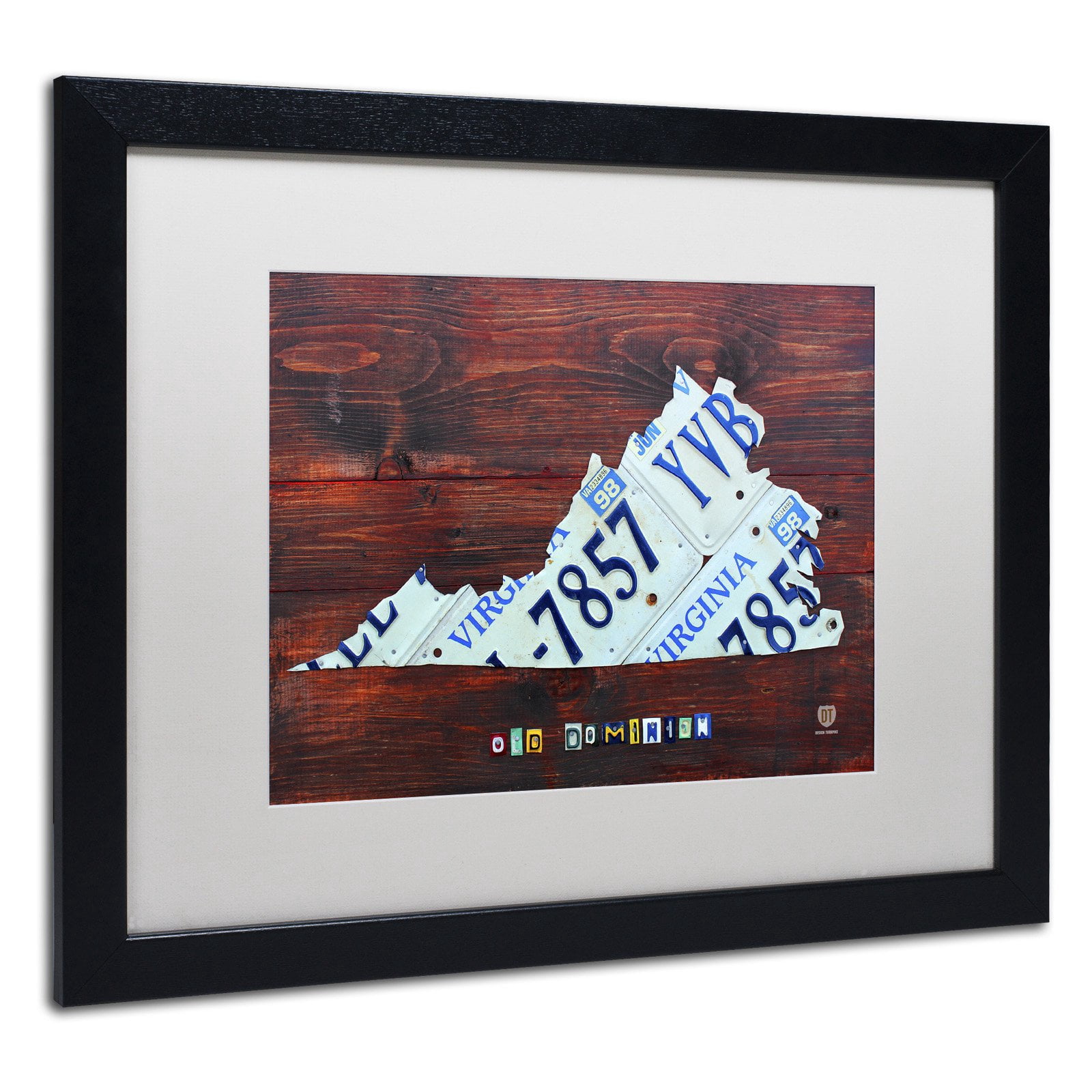 Trademark Fine Art 'Virginia License Plate Map II' Canvas Art by Design Turnpike, White Matte, Black Frame