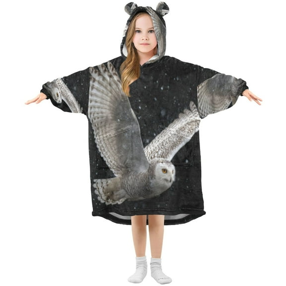 BZSMCE Wearable Blanket Hoodie Fashion Flying Snowy Owl Home Wear