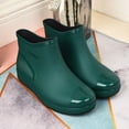 thumbnail image 5 of pwidon Waterproof Rain Boots Women Slip On Short Ankle Slip Resistant Flat Sole Embossed Detail Rubber Casual Wet Weather Women Rain Footwear Green 40, 5 of 6