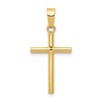 Auriga 14K Yellow Gold Polished Cross Pendant for Women (L-25mm, W-12.5mm)
