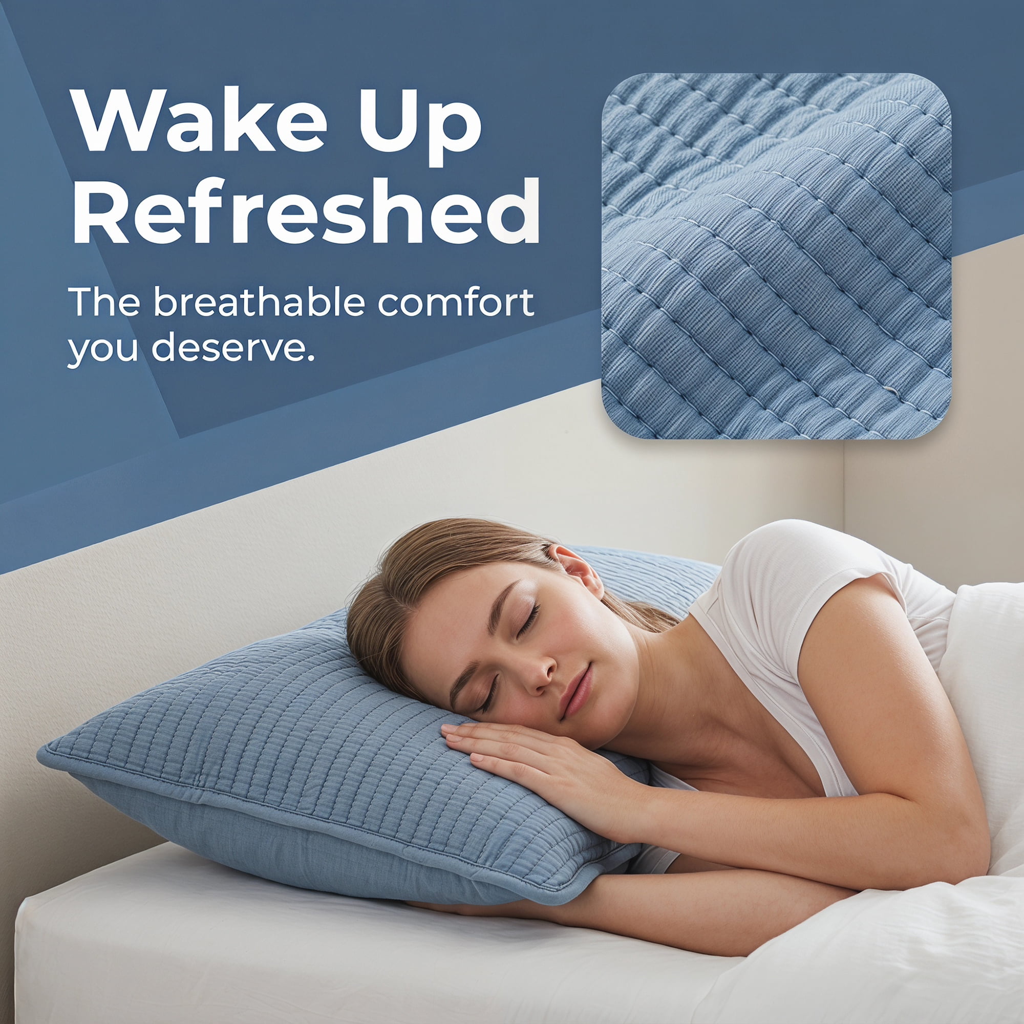 Unique Bargains Envelope-style Pillow Protector, 1 Pack Quilted Pillow Protector Blue