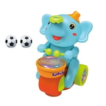 Walking Musical Elephant Toy Car with LED Lights and Sounds Toy for Early Development Motor Skills Learning Gift(Blue-B)
