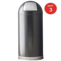 Witt Industries Steel 15-Gallon Standard Dome Top Indoor Waste Receptacle with Galvanized Liner and Push Door, Round, Silver (Pack of 3)