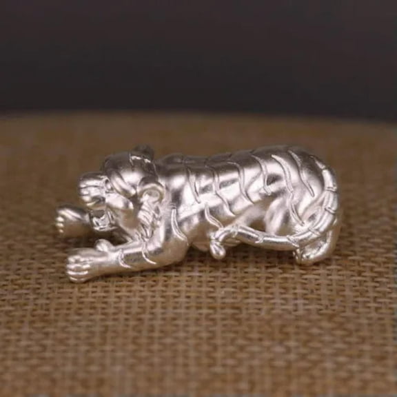 K-KED Pure 999 Fine Silver Bead Men Women Gift Lucky DIY Tiger Pendant All Size-27*11.5mm