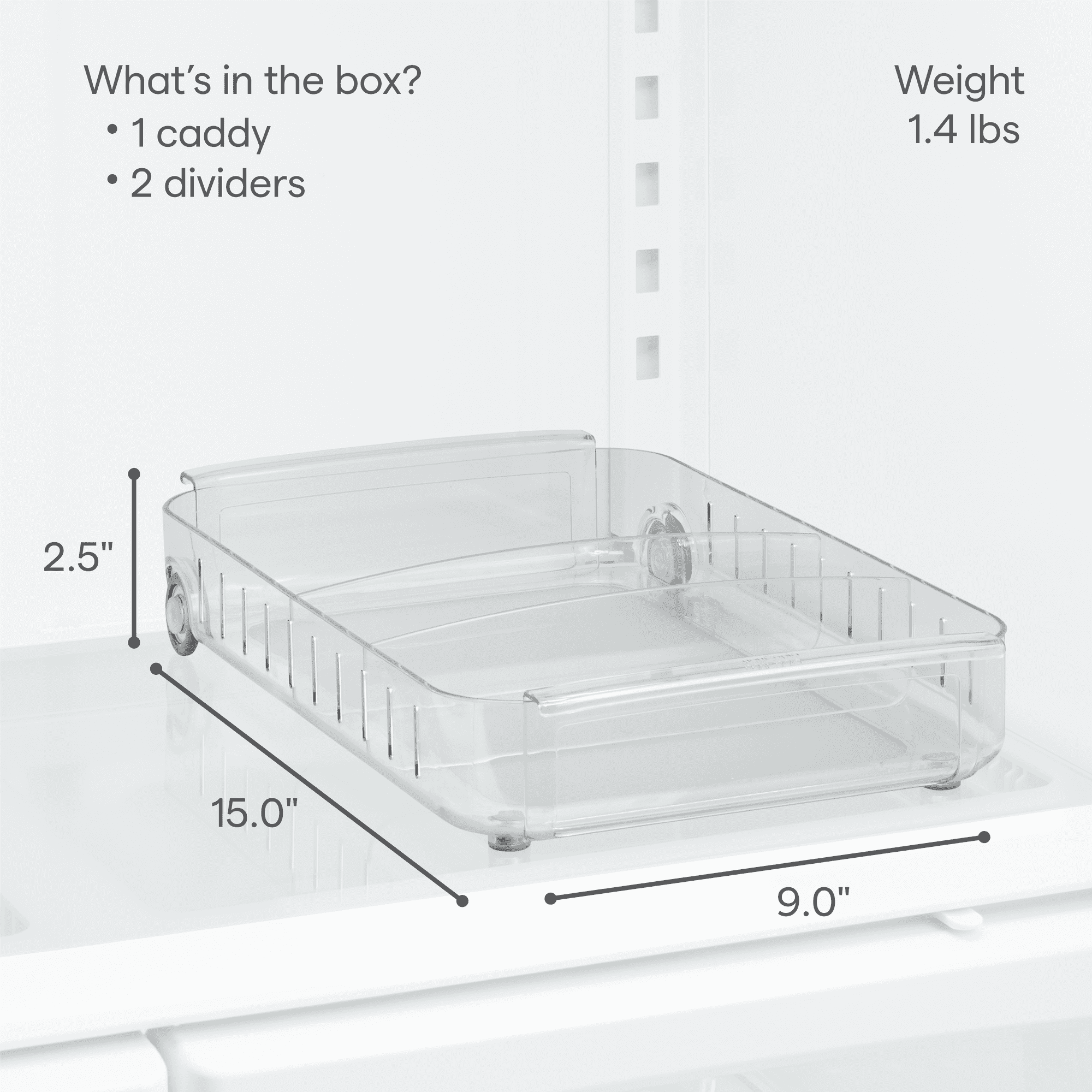 YouCopia RollOut Fridge Caddy, 9" x 15"