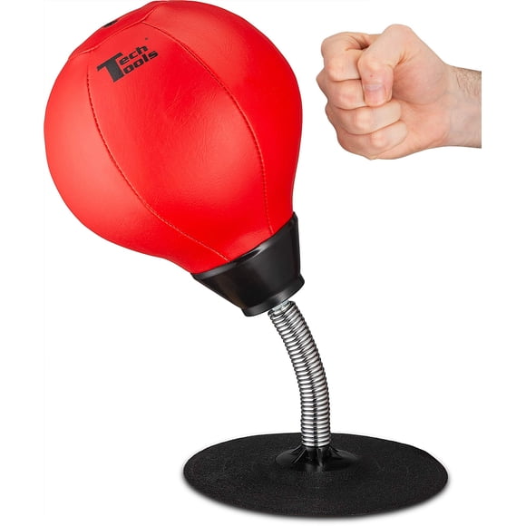 Tech Tools Stress Buster Saco de boxeo de escritorio – Succiones a tu escritorio Bola de alivio del estrés resistente divertidos regalos de oficina para jefes o compañeros de trabajo, hombres y mujere