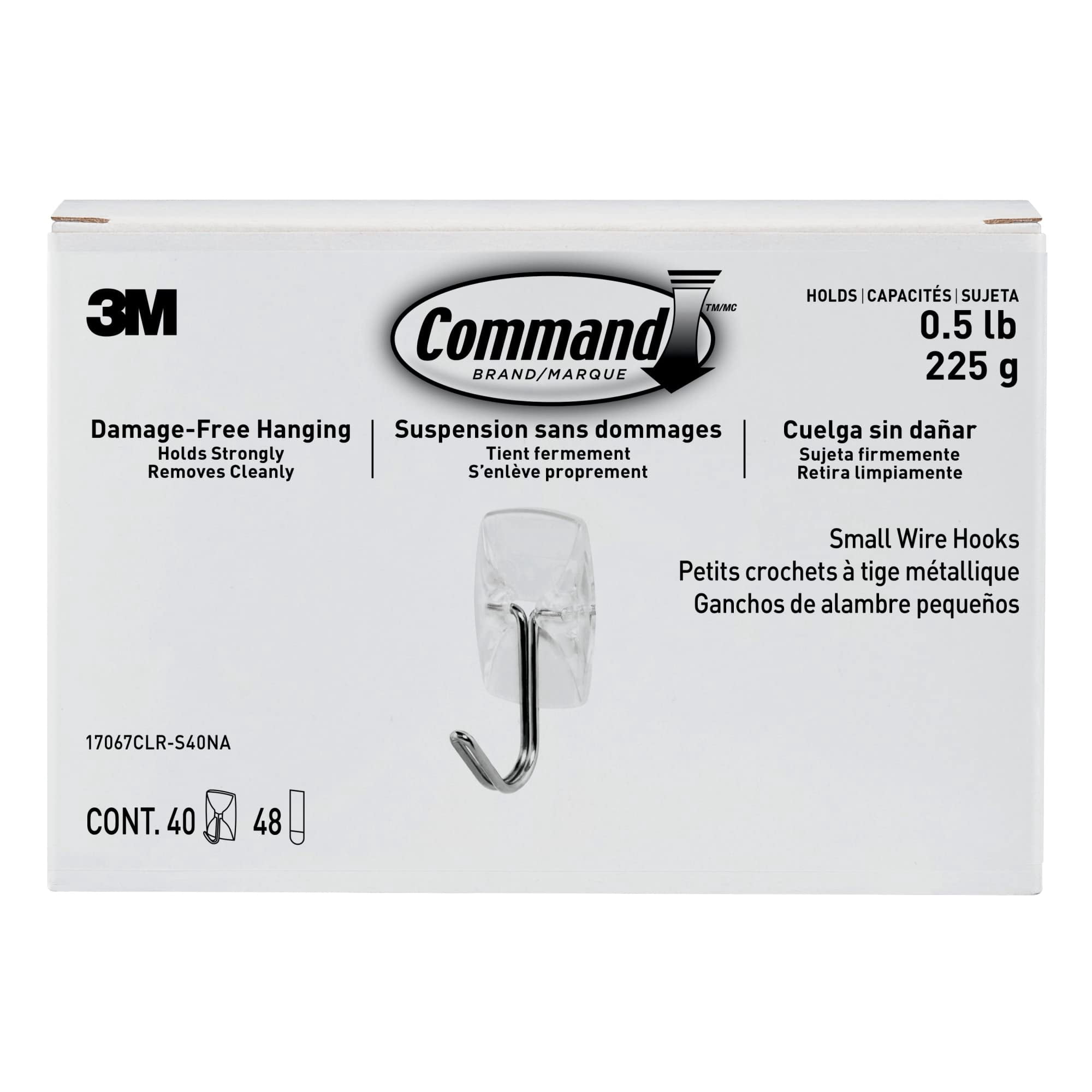 Command® Small Wire Hooks, 40 Hooks, 48 Clear Adhesive Strips, Damage Free Hanging Picture Hangers, No Tools Wall Hanging Strips For Living Spaces