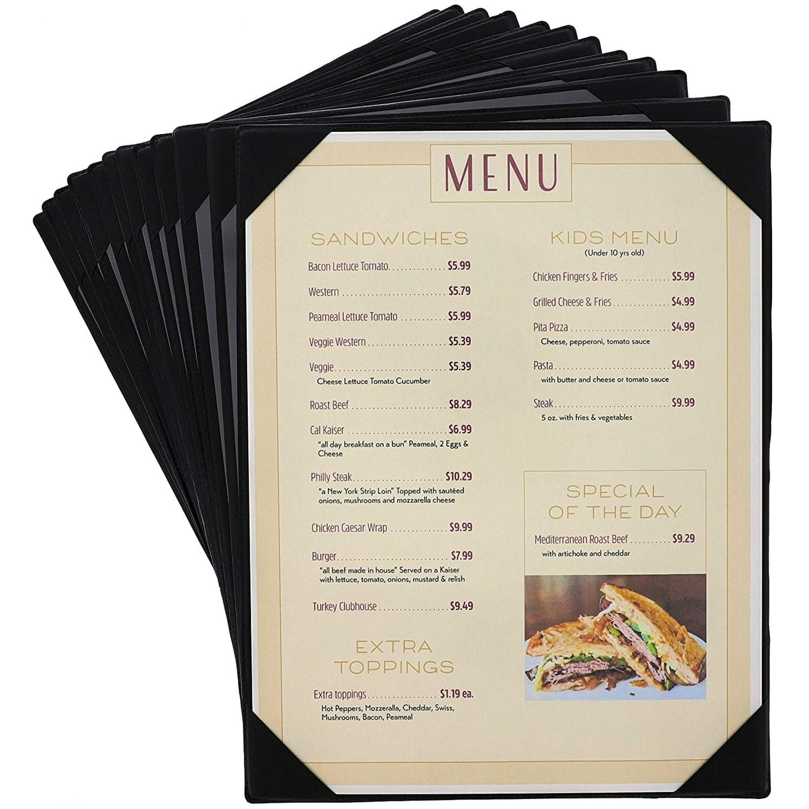 30PC Restaurant 8.5x14 Menu Cover Trifold 6 View 3 Page Cafe Book Clear Burgundy 