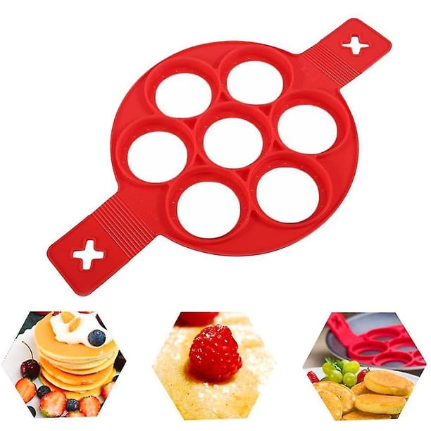 Moldes para panqueques con 7 agujeros, molde para huevos fritos, silicona reutilizable, antiadherente, para hacer panqueques, anillo para huevos, haga rápidamente un pastel para ahorrar un t