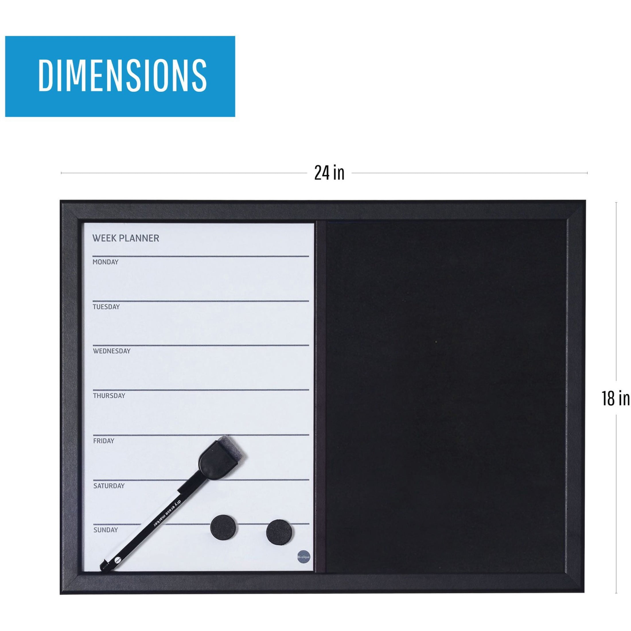 MasterVision 2-in-1 Magnetic Weekly Planner Board
