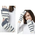 thumbnail image 5 of YUUZONE Striped Flip Cover Gloves Cartoon Knitted Fingerless Gloves with Flip Top Soft Winter Gloves Stretchy Glove for Women, 5 of 19
