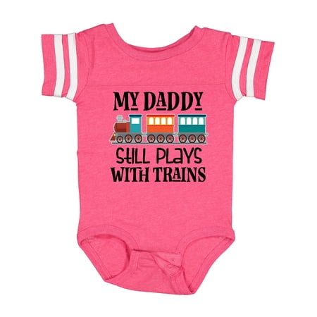 

Inktastic Daddy Still Plays with Trains Gift Baby Boy or Baby Girl Bodysuit