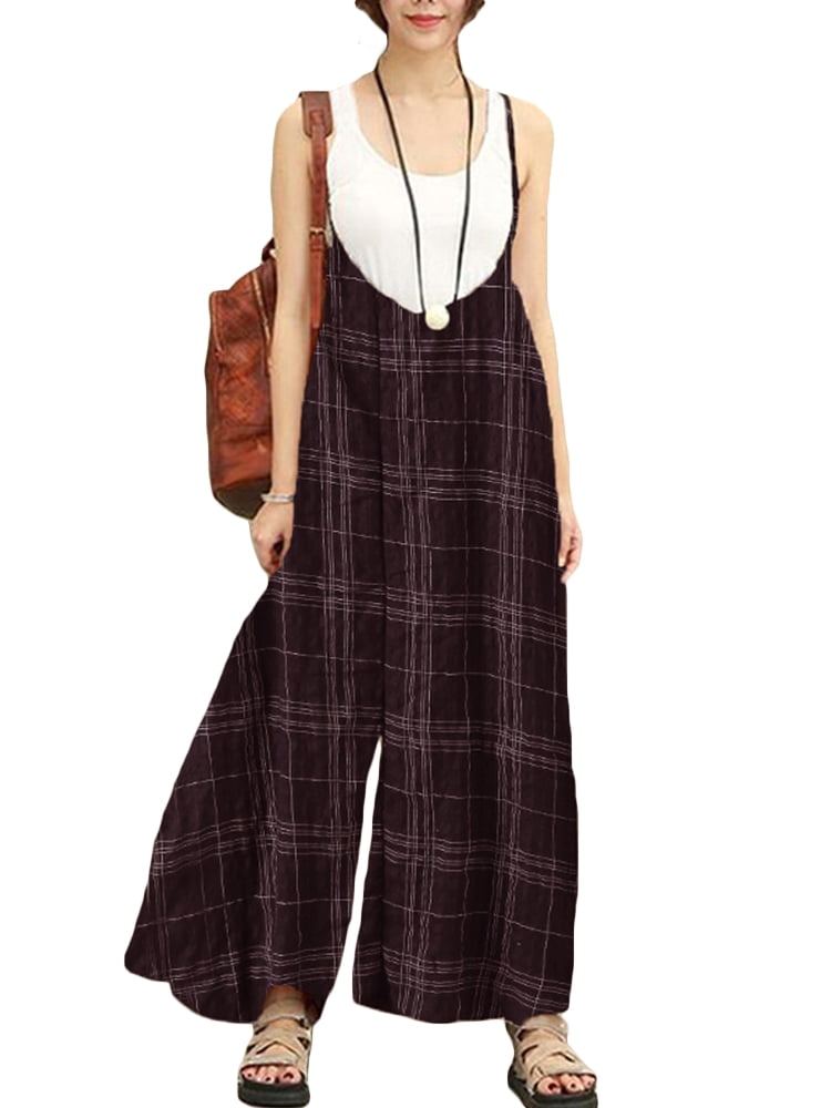 Women Long Suspender Casual Loose Lattice Overalls Jumpsuit Rompers Women Long Suspender Casual Loose Lattice Overalls Jumpsuit Rompers