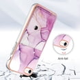 thumbnail image 2 of For iPhone 7 / 8 / SE 2022 & 2020 Marble Patterned Case with Card Holder, Back Folio Kickstand PU Leather + Soft Crystal Bumper Edge, Magnetic Clasp Back Cover,Darkpurple, 2 of 6