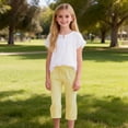 thumbnail image 6 of Pants for Girls Kids Summer Plaid Drawstring Capri Trousers Side Pockets Playwear Yellow 7-8 Years, 6 of 6