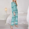 thumbnail image 3 of Salouo Teal Turquoise Wood Pattern Women's Pajamas Set Long Sleeve Button Down Sleepwear Soft Pj Lounge Sets for women 2 Piece Pjs Set with Long Pants-XX-Large, 3 of 7